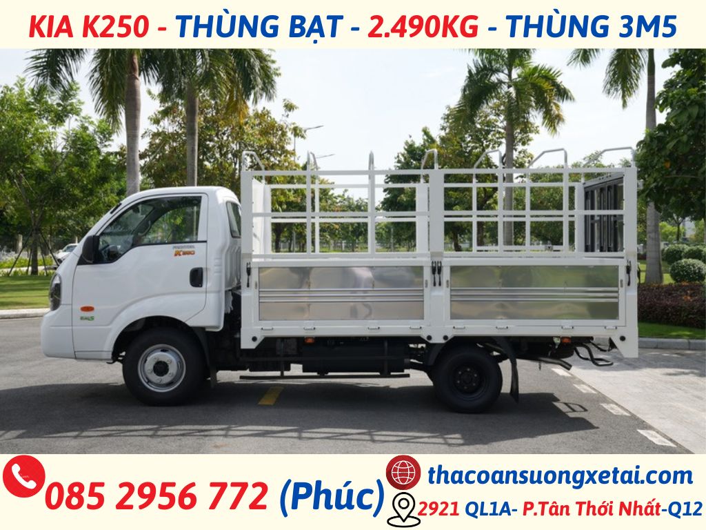 KIA K250 THÙNG MUI BẠT - TẢI 1.99/2.49 TẤN kia k250 thùng mui bạt (4)