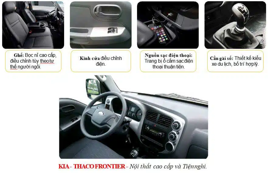 KIA K250 THÙNG MUI BẠT - TẢI 1.99/2.49 TẤN Nội thất xe Kia K250
