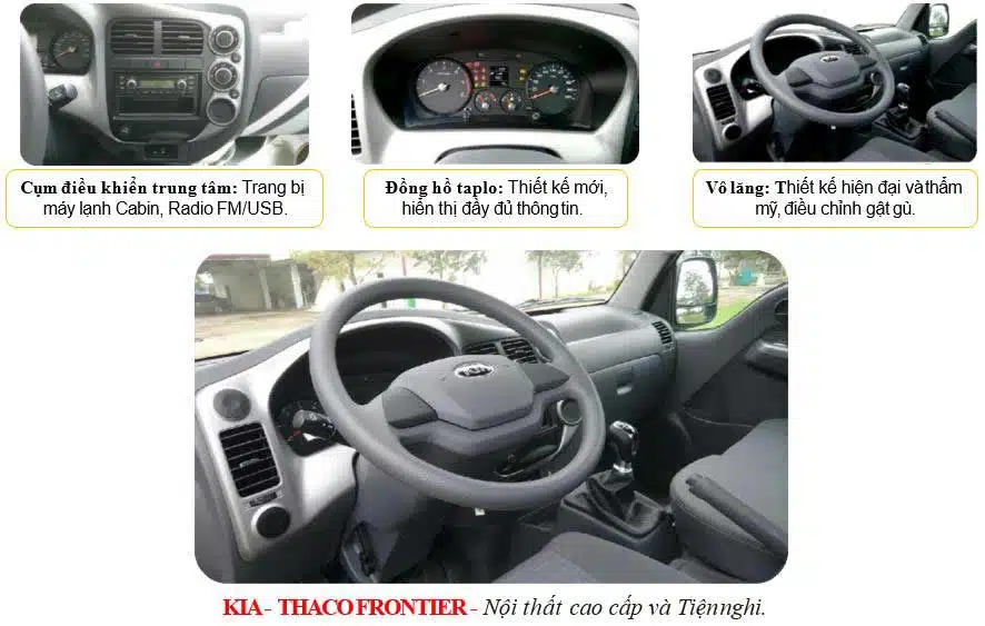KIA K250 THÙNG MUI BẠT - TẢI 1.99/2.49 TẤN Nội thất xe tải Kia K250