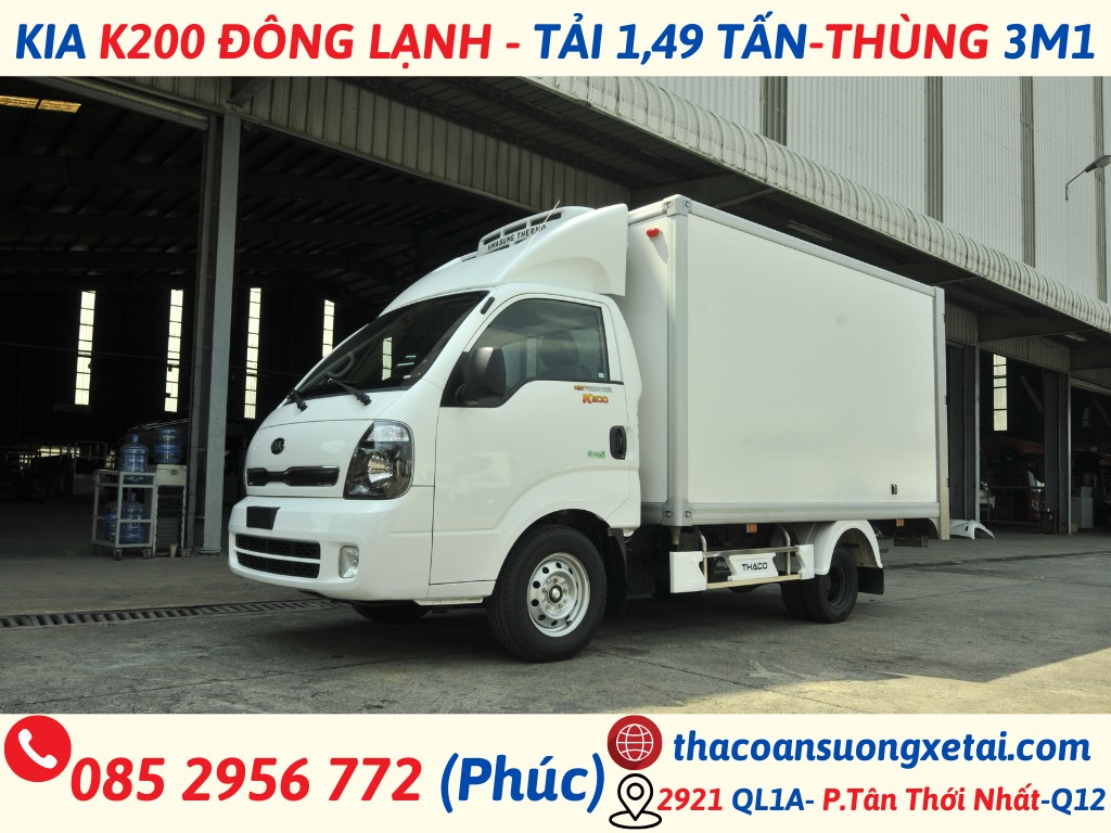 KIA K200 THÙNG ĐÔNG LẠNH- TẢI 1.49 TẤN kia k200 thung dong lanh1