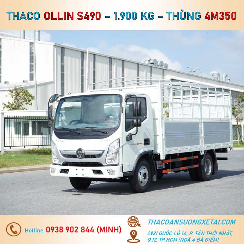 OLLIN S490 THÙNG BẠT - TẢI 1,99 TẤN xe tai thaco thung mui bat 1t9 ollin S490 3