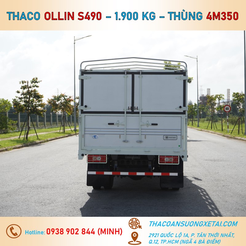 xe tải thaco thùng mui bạt 1t9 ollin S490 (4) xe tai thaco thung mui bat 1t9 ollin S490 4