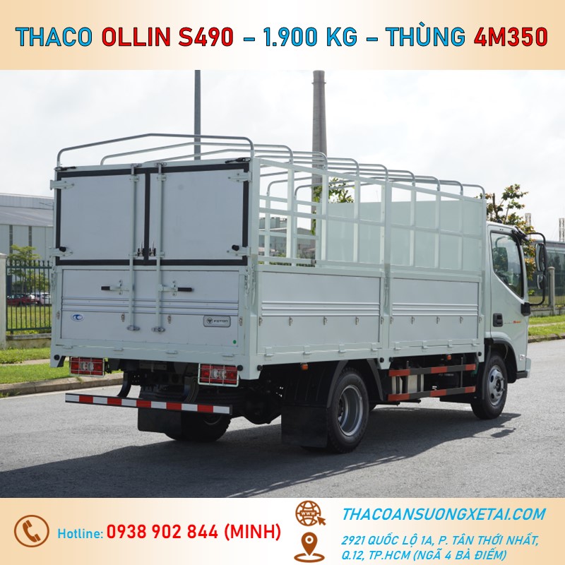 xe tải thaco thùng mui bạt 1t9 ollin S490 (5) xe tai thaco thung mui bat 1t9 ollin S490 5