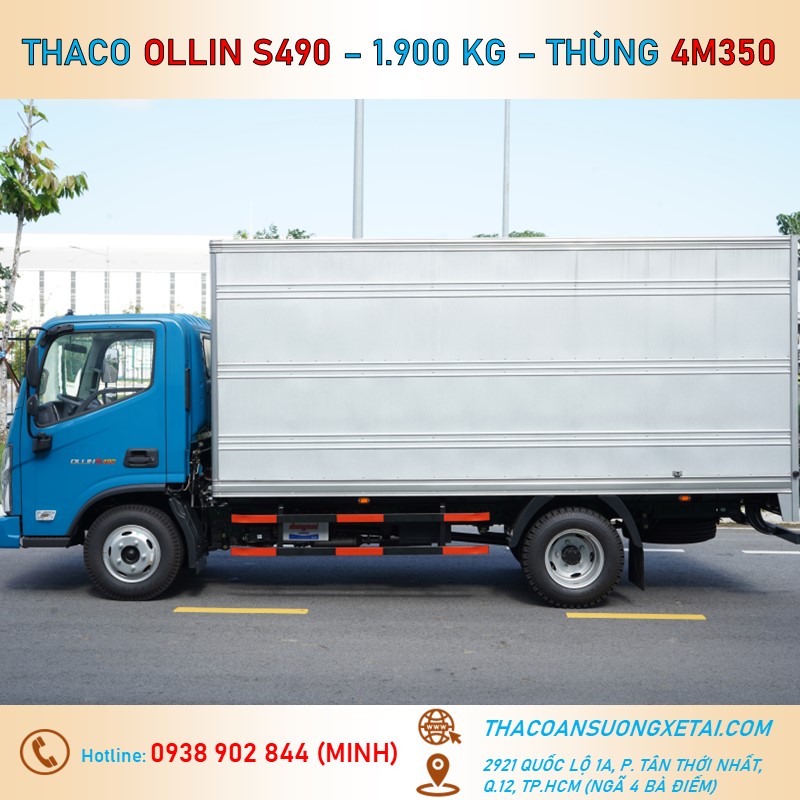 xe tải thùng kín thaco 1t9 ollin s490 (3) xe tai thung kin thaco 1t9 ollin s490 3