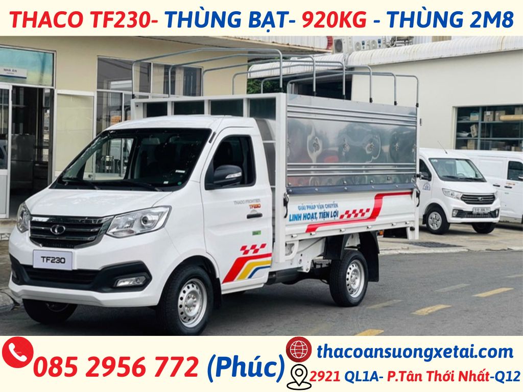 XE TẢI THACO TF230 MUI BẠT | THÙNG DÀI 2M8 | TẢI TRỌNG 920 KG thaco tf230 mui bạt (1)