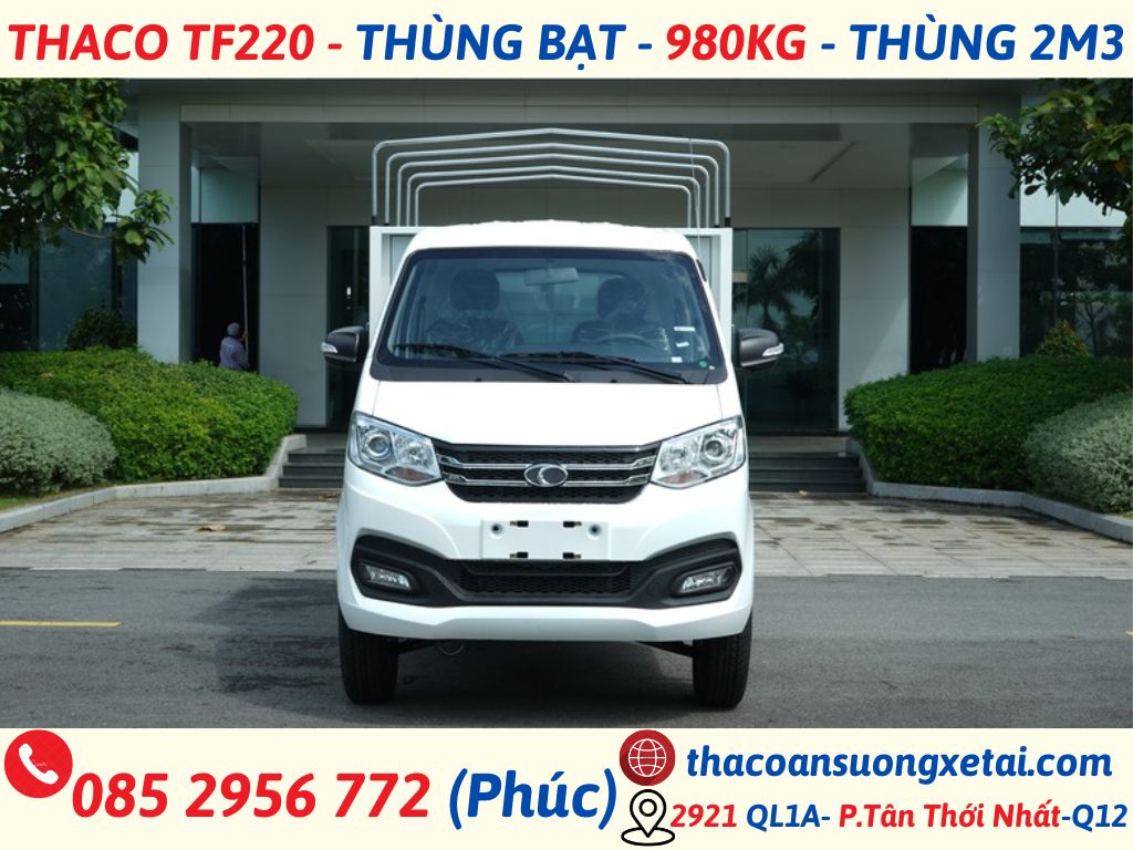 THACO TF220 MUI BẠT | THÙNG DÀI 2M3 | TẢI 990KG thaco tf220 mui bạt (4)