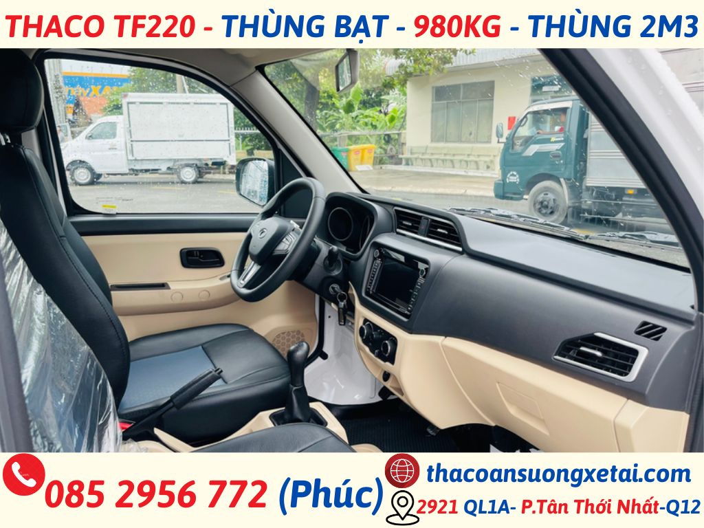 XE TẢI THACO TF230 MUI BẠT | THÙNG DÀI 2M8 | TẢI TRỌNG 920 KG thaco tf220 mui bạt (5)