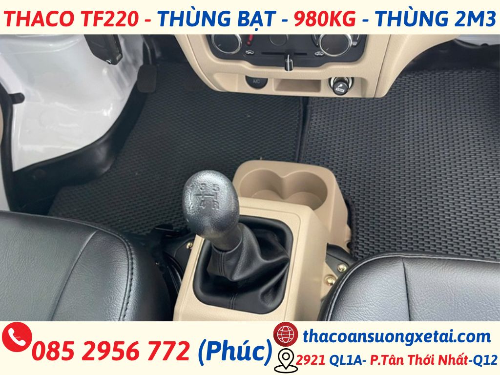 THACO TF220 MUI BẠT | THÙNG DÀI 2M3 | TẢI 990KG thaco tf220 mui bạt (8)