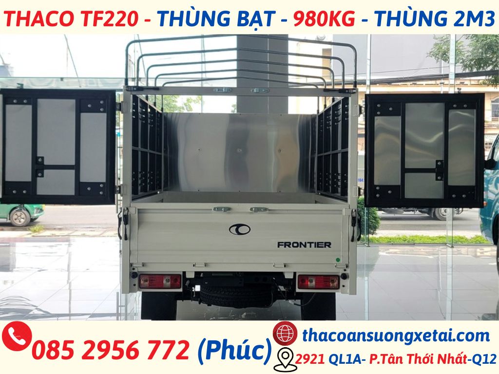 THACO TF220 MUI BẠT | THÙNG DÀI 2M3 | TẢI 990KG thaco tf220 mui bạt (9)