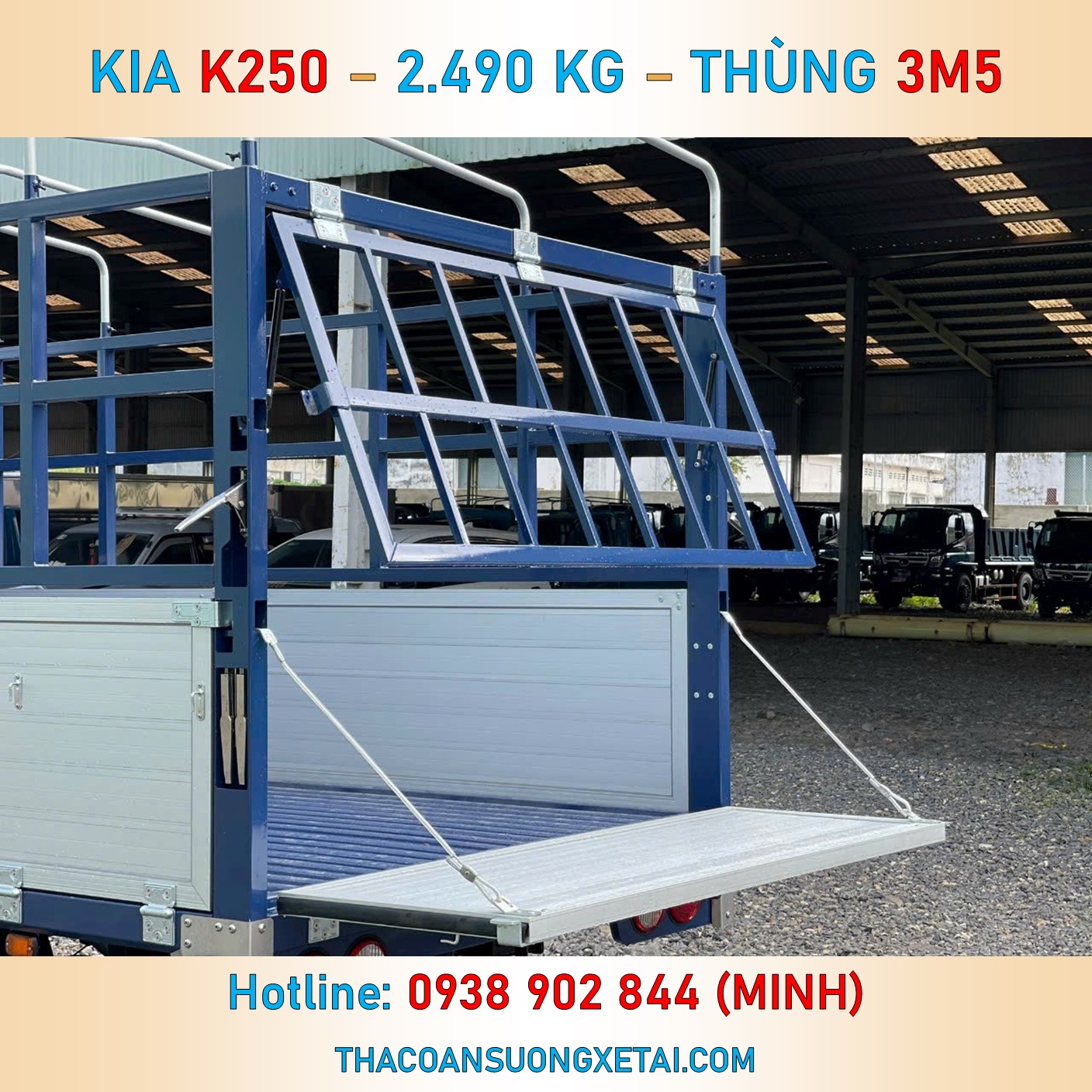 KIA K250 MUI BẠT THÙNG NHÔM | TẢI 2T49 | THÙNG 3M5 K250 mui bat 2