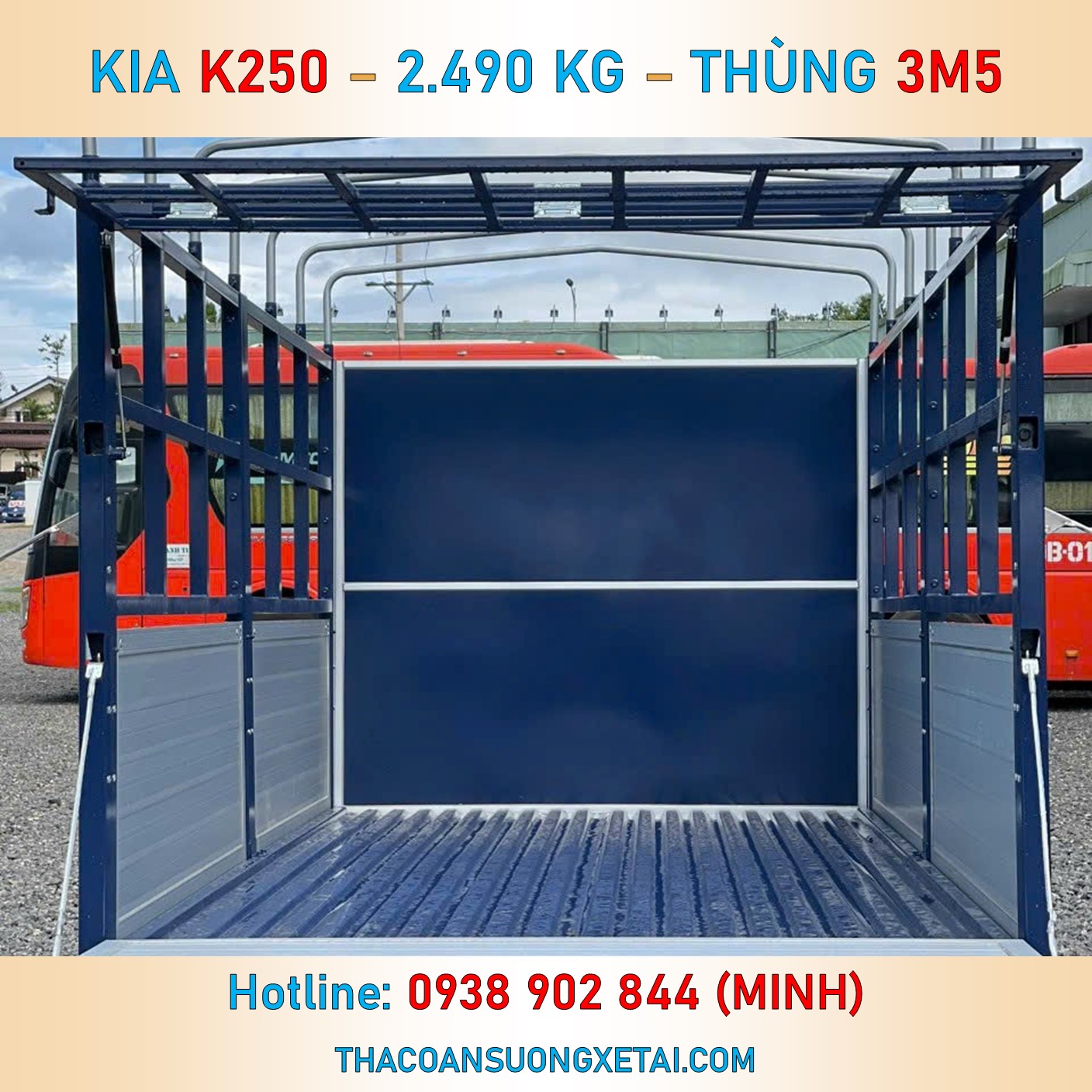 KIA K250 MUI BẠT THÙNG NHÔM | TẢI 2T49 | THÙNG 3M5 K250 mui bat 5