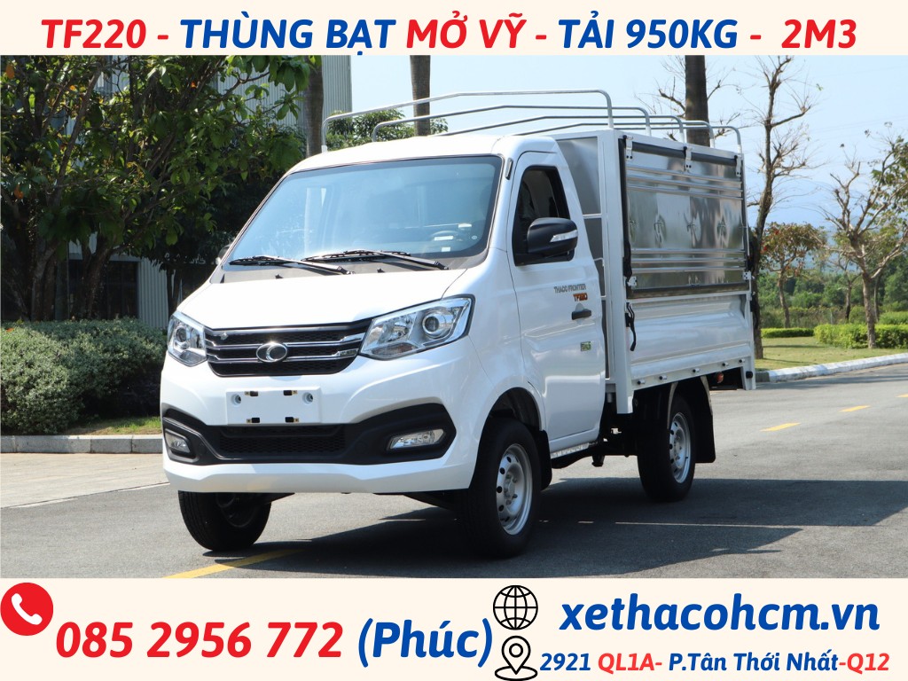 THACO TF220 MUI BẠT MỞ VĨ | THÙNG 2M3 | TẢI 950 KG tf220 mui bạt (2)