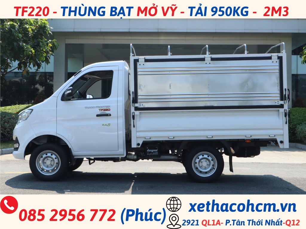 THACO TF220 MUI BẠT MỞ VĨ | THÙNG 2M3 | TẢI 950 KG tf220 mui bạt (3)