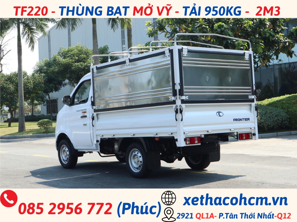 THACO TF220 MUI BẠT MỞ VĨ | THÙNG 2M3 | TẢI 950 KG tf220 mui bạt (4)