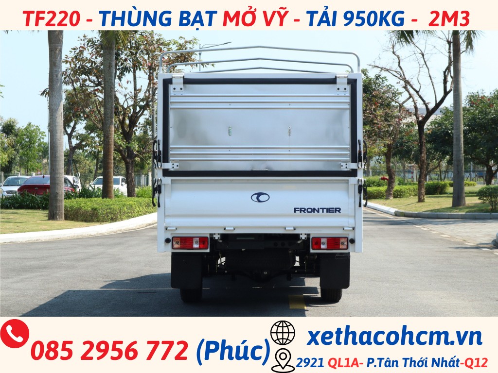 THACO TF220 MUI BẠT MỞ VĨ | THÙNG 2M3 | TẢI 950 KG tf220 mui bạt (5)