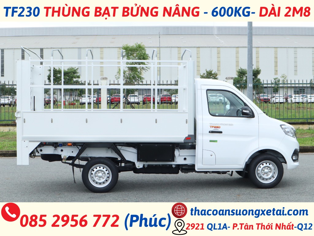 THACO TF230 THÙNG MUI BẠT BỬNG NÂNG | THÙNG 2M8 | TẢI 600 KG TF230 thung mui bat bung nang 1