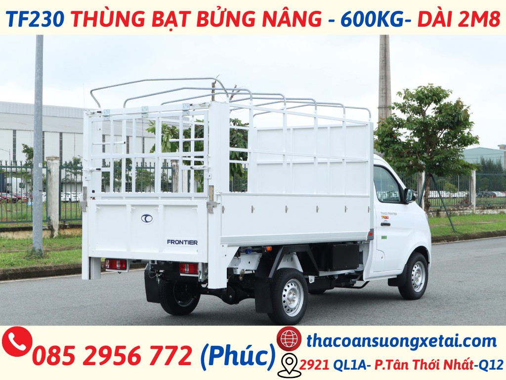 THACO TF230 THÙNG MUI BẠT BỬNG NÂNG | THÙNG 2M8 | TẢI 600 KG TF230 thung mui bat bung nang 5