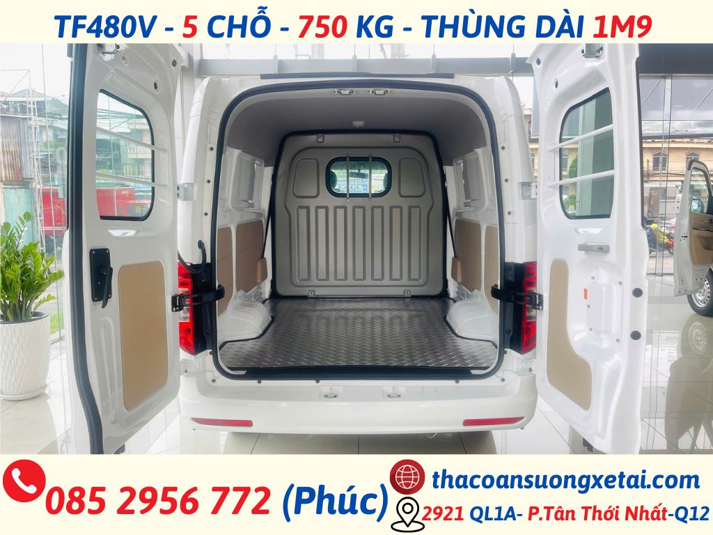 GIÁ XE VAN THACO 5 CHỖ TF480 | TẢI 750KG | THÙNG 1M9 giá xe van thaco 5 chỗ (6)