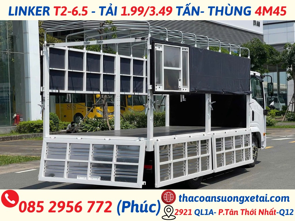 THACO LINKER 6.5|TẢI 1,900/3,490 Kg| THÙNG 4M45 thaco linker t2 6.5 4