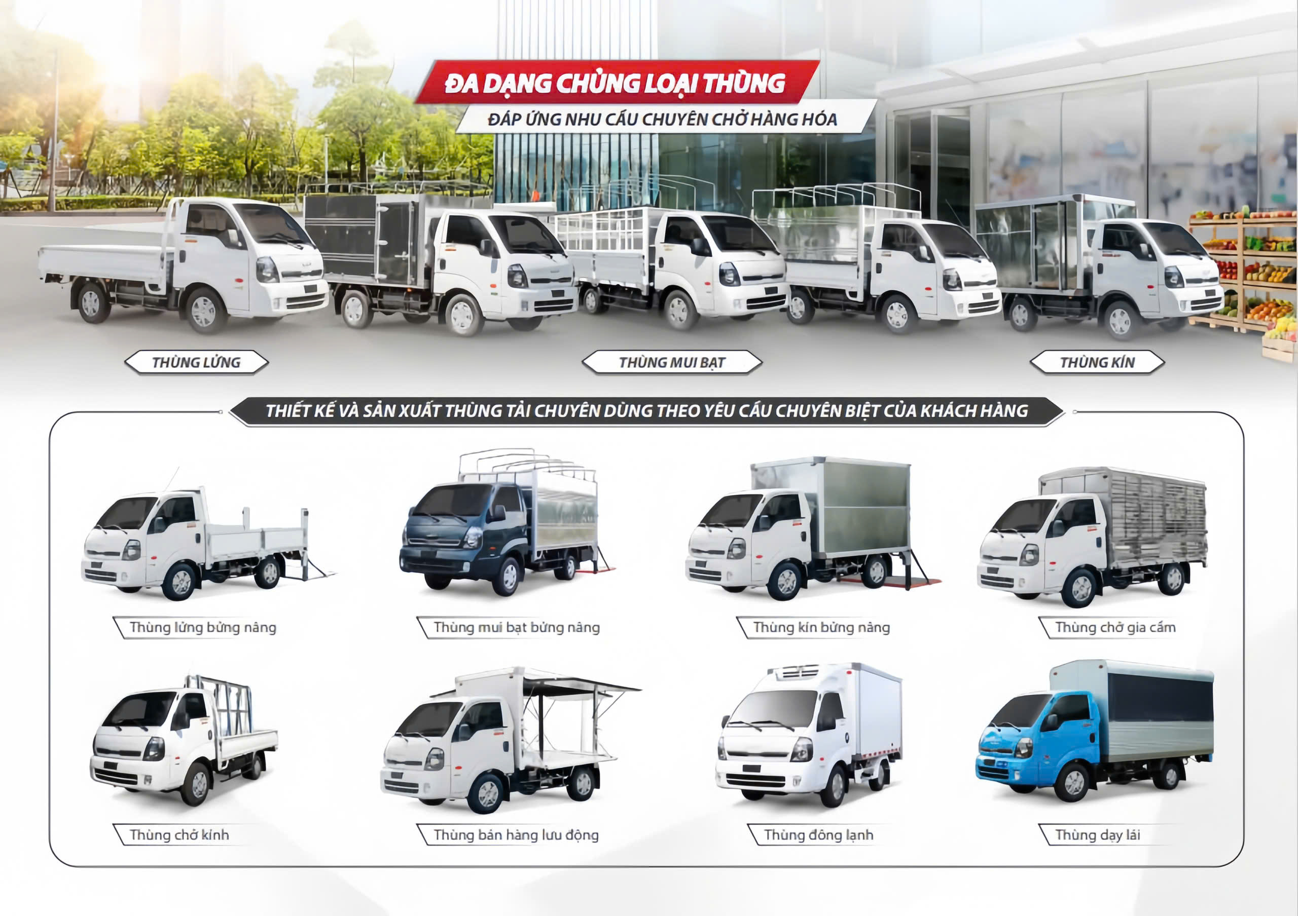 GIÁ XE TẢI KIA K200/KIA K250 MỚI NHẤT THÁNG 08/2026 line up xe tải kia
