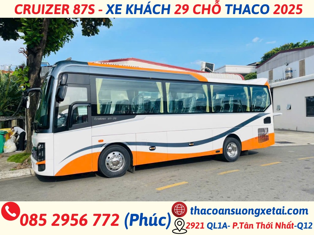 CRUIZER 87S – XE KHÁCH 29 CHỖ THACO 2025 xe khách 29 chỗ thaco tb87 mới nhất 2025