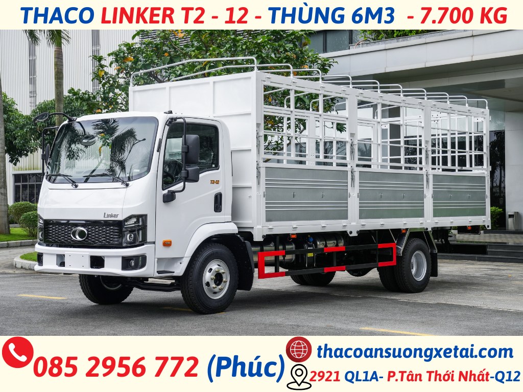 LINKER T2-12 THÙNG DÀI 6,3 MÉT TẢI TRỌNG 7,7 TẤN thaco linker t2-12 thùng dài 6m3