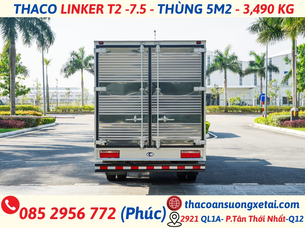 THACO LINKER T2-7.5 THÙNG DÀI 5,2 MÉT TẢI 3,49 TẤN thaco linker t2-7.5 thùng dài 5,2 mét