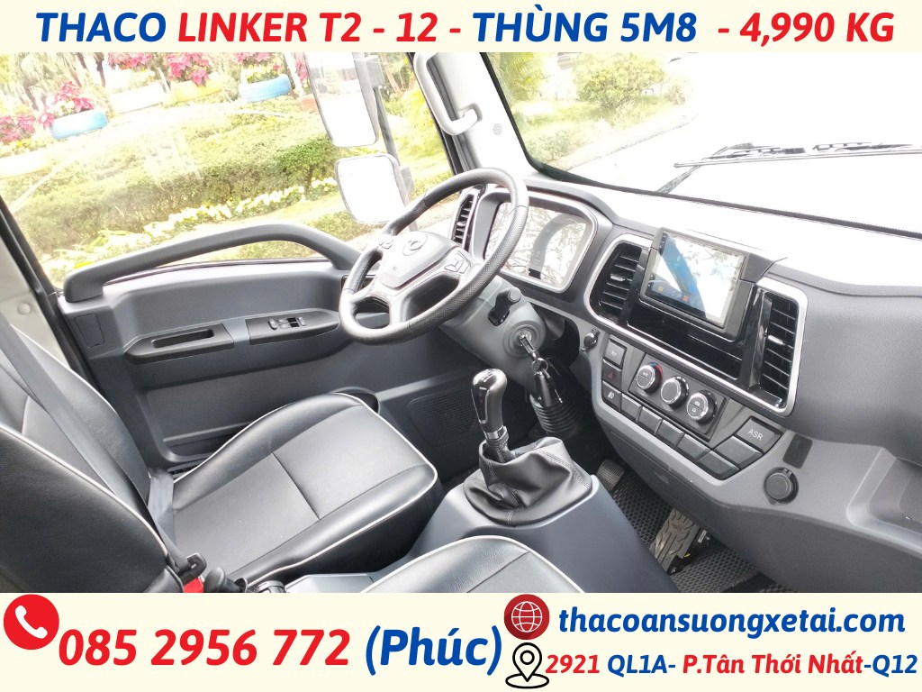 THACO LINKER T2-12 THÙNG DÀI 5,8 MÉT TẢI 5 TẤN nội thất xe tải 5 tấn thaco linker