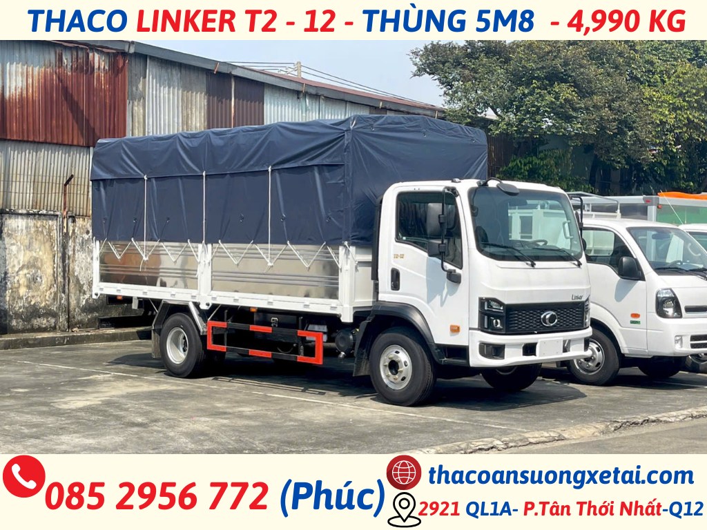 THACO LINKER T2-12 THÙNG DÀI 5,8 MÉT TẢI 5 TẤN xe tải thaco linker 5 tấn thùng 5m8