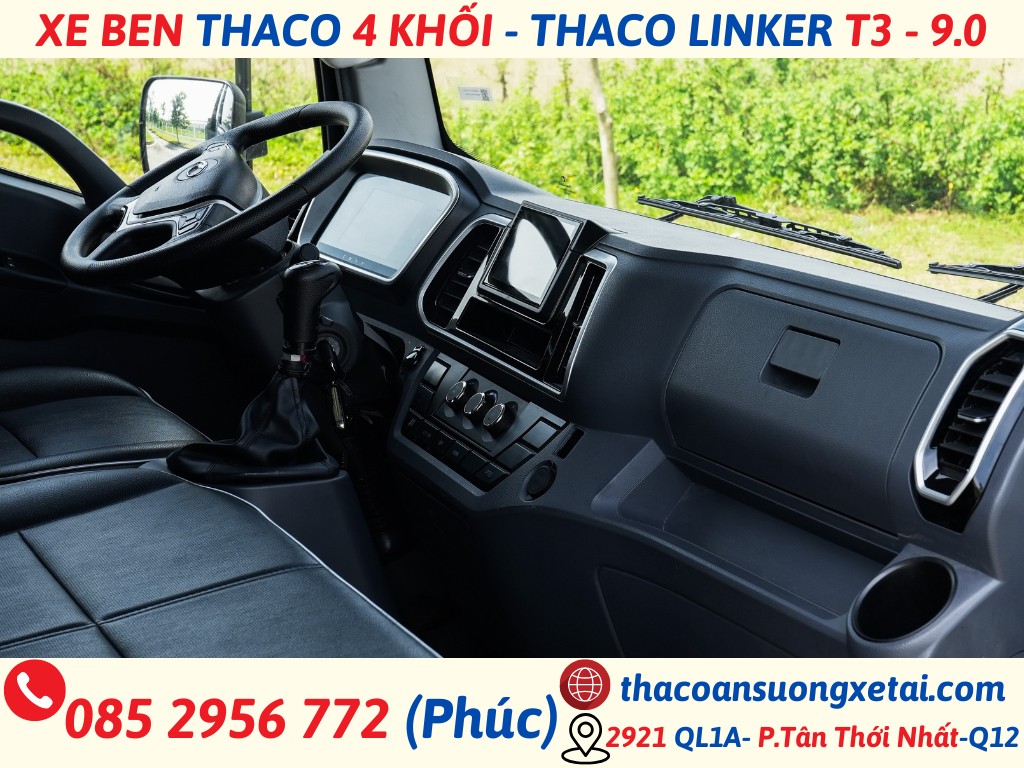 GIÁ XE BEN THACO 4 KHỐI - THACO LINKER T3 - 9.0 nội thất xe ben linker 4 khối
