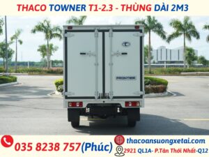 THACO TOWNER T1-2.3|THÙNG DÀI 2M3|TẢI 980KG thaco towner t1-2.3 thùng kín (3)