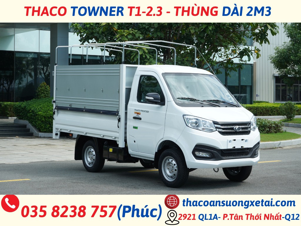THACO TOWNER T1-2.3|THÙNG DÀI 2M3|TẢI 980KG thaco towner t1 2 38